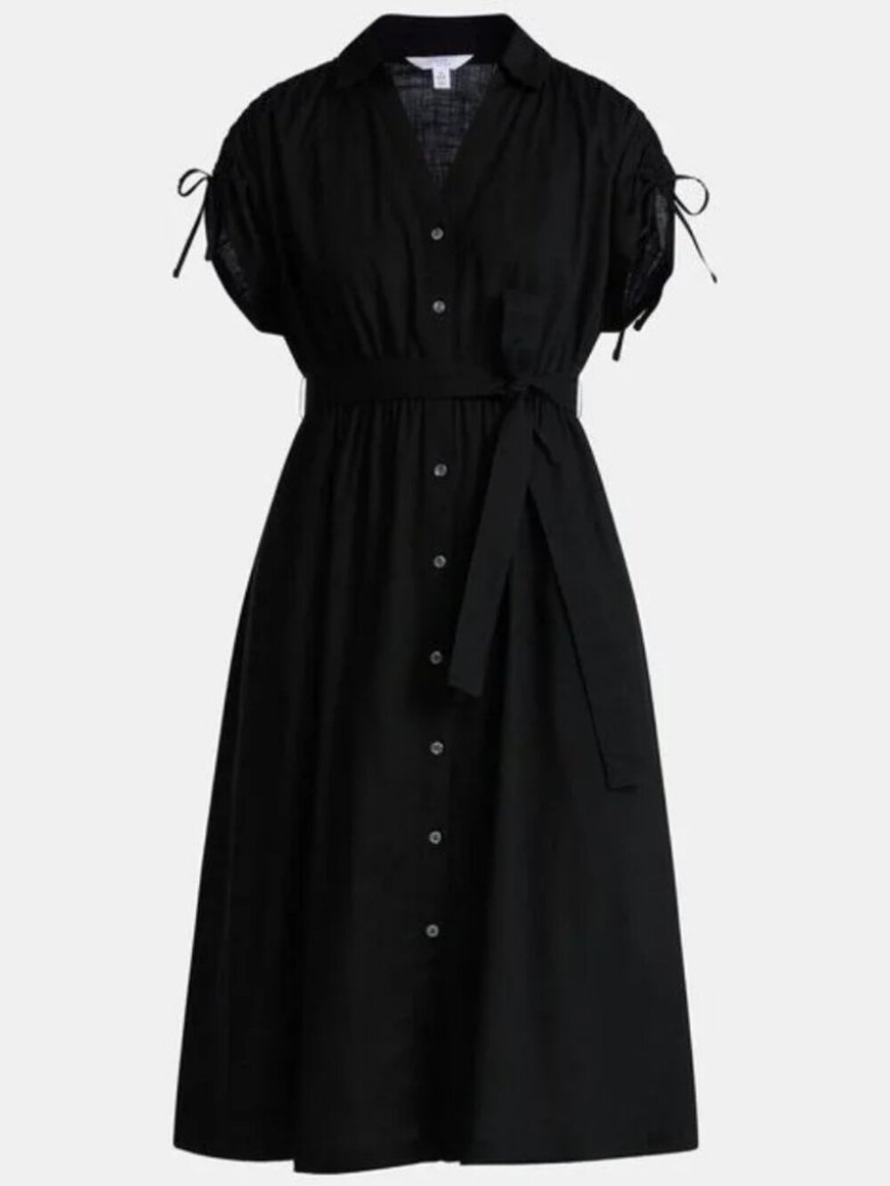 100% COTTON, Excellent Condition, SZ M (8-10) Button Close Midi Dress, Black